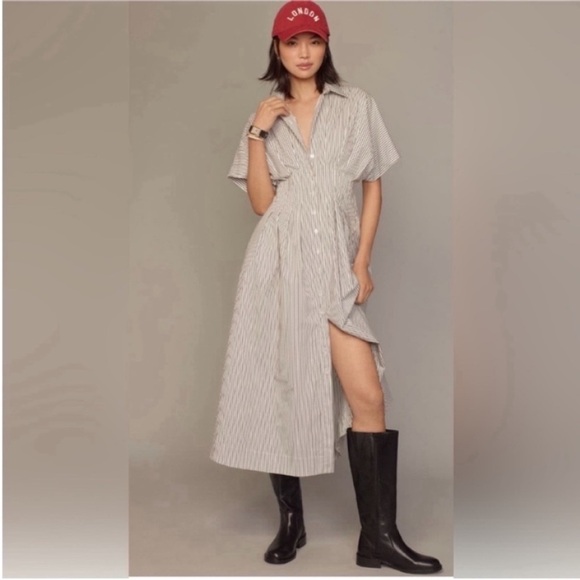 Anthropologie Dresses & Skirts - Anthropologie x Exquise The Tobie Button-Front Pleated MIDI Shirt Dress Sz S NWT